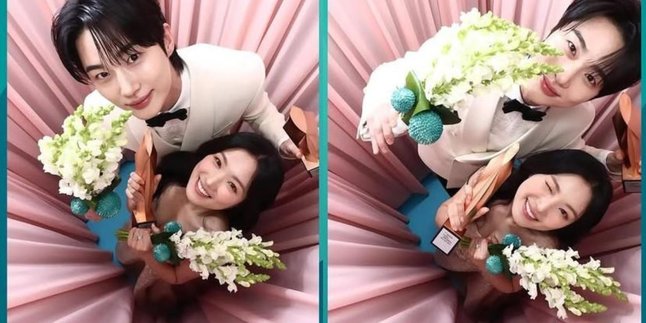 A Series of Adorable Photos of Byeon Woo Seok and Kim Hye Yoon Celebrating Their Victory at the 2025 Baeksang Arts Awards