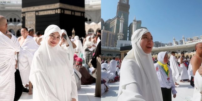 Portrait of Ghea Indrawari Looking Beautiful in Hijab During Umrah, Prayed for Smooth Worship