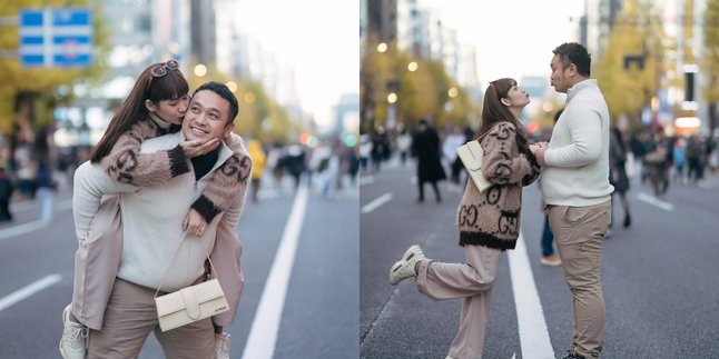 Portrait of Gilang Dirga and Adiezty Fersa Vacationing in Japan Without Their Child, Cried While Heading to the Airport