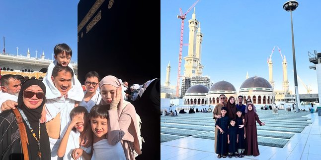 Portrait of Hanung Bramantyo and Zaskia Adya Mecca Taking Their Children for Umrah