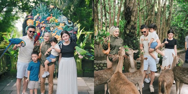 Portrait of Irish Bella and Haldy Sabri Taking Their Child on Vacation in Bali, Fun Interaction with Animals at the Zoo