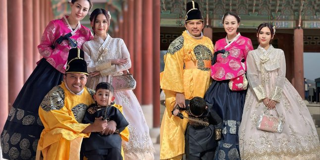 Portrait of Jennifer Dunn and Family Wearing Hanbok While Enjoying Moments at Gyeongbok Palace