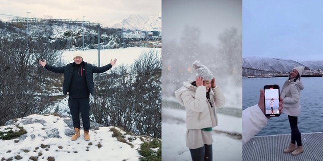 Holiday Portrait of Gading Marten and Medina Dina in Norway, Capturing Moments Together - See the Beauty of the Aurora