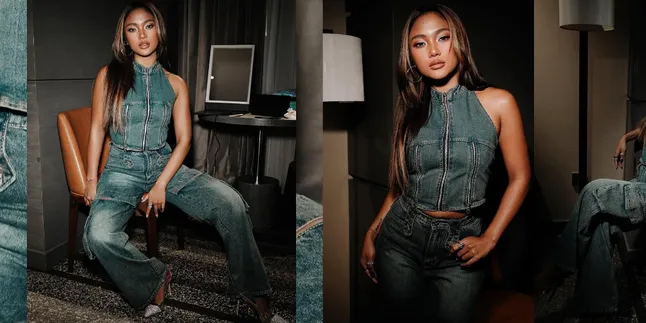 Potret Marion Jola dengan Outfit Denim on Denim, Pancarkan Pesona Kulit Tan dengan Outfit Edgy