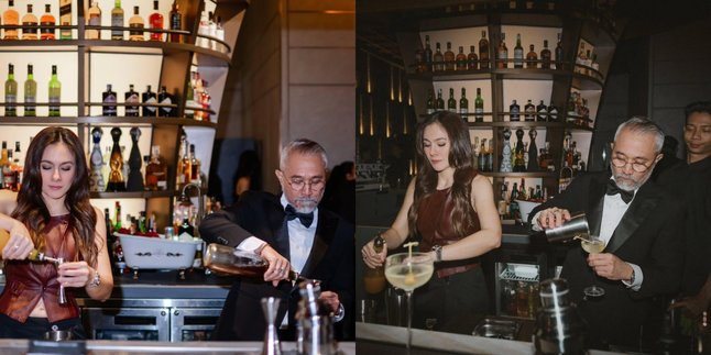 Stylish Portrait of Wulan Guritno as a Bartender at the Bar with Lukman Sardi, Their Actions Become the Spotlight