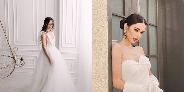 Portrait of Vika Kolesnaya, Billy Syahputra's Girlfriend, during the Photoshoot Wearing a Wedding Dress