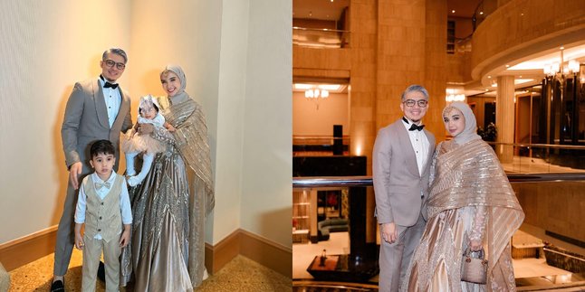 Portrait of Zaskia Sungkar and Irwansyah Bringing Ukkasya and Baby Humaira to a Wedding