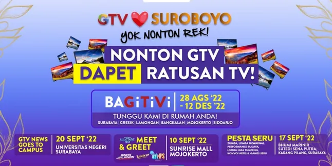 Rangkaian Acara 'GTV Love Suroboyo', Slank hingga Dewi Perssik Bakal Ramaikan Malam Puncak! Rangkaian Acara 'GTV Love Suroboyo', Slank hingga Dewi Perssik Bakal Ramaikan Malam Puncak!