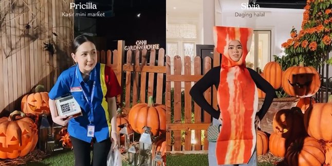 Celebrate Halloween, 7 Photos of Agatha Pricilla as Mini Market Cashier - Sivia Azizah as Halal Meat