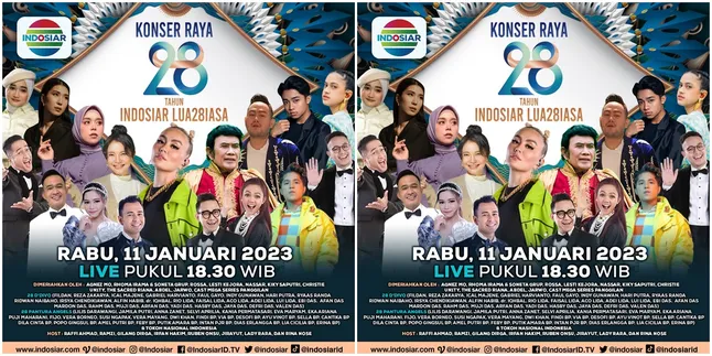Rhoma Irama Bawakan Lagu K-Pop Hingga Lesti Kejora yang Kembali Ke Layar Kaca, Para Bintang Muda & Tokoh Penting Tanah Air Akan Meriahkan “Konser Raya 28 Tahun INDOSIAR LUA28IASA"