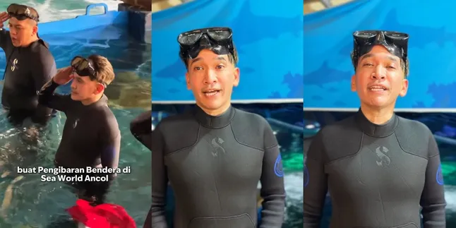 Ruben Onsu Raises Flag in Shark Pool for Indonesia's 80th Independence Day, Willing to Take a Total Break