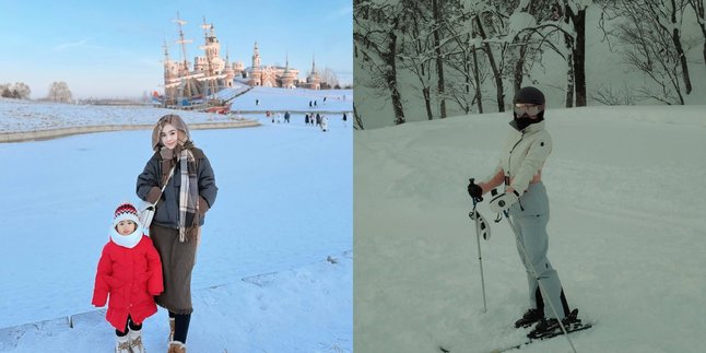 A Row of Artists Enjoying Year-End Holidays Playing in the Snow, from Ria Ricis to Azizah Salsha