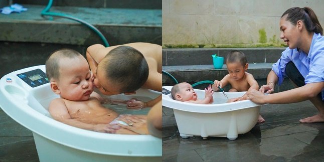 A Series of Cute Pictures of Baim Wong and Paula Verhoeven's Second Child Bathing Together, Hoped to Stay Harmonious Until They Grow Up