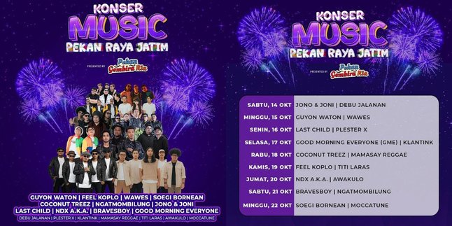 Get Ready! Pekan Raya Jatim Music Concert Will Be Held in Surabaya for 9 Days - NDX AKA to Last Child Will Rock the Stage!