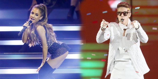 Tak Dapat Menahan Diri, Bieber Peluk Ariana Grande di Panggung