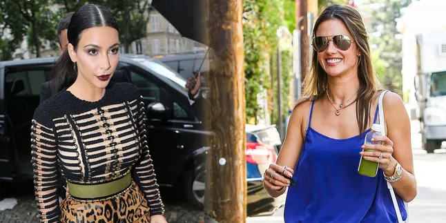 Tak Mau Kalah Seksi, Supermodel Ini 'Jiplak' Gaya Kim Kardashian