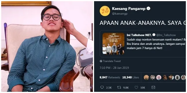Tak Tampil Bersama Presiden Jokowi Dalam Ini Talkshow, Kaesang Diolok-Olok Netizen
