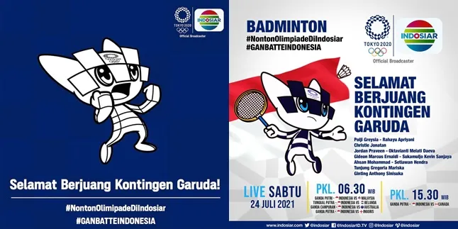Tayang Live di Indosiar, Berikut Jadwal Pertandingan Bulu Tangkis Olimpiade Tokyo 2020 Tayang Live di Indosiar, Berikut Jadwal Pertandingan Bulu Tangkis Olimpiade Tokyo 2020