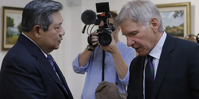 Temui SBY di Istana, Harrison Ford Berlaku Sopan Temui SBY di Istana, Harrison Ford Berlaku Sopan