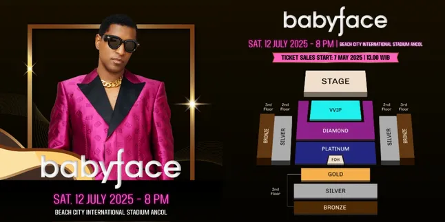 Tiket Konser Babyface Jakarta Dijual Mulai Hari Ini Pukul 13.00 WIB Tiket Konser Babyface Jakarta Dijual Mulai Hari Ini Pukul 13.00 WIB
