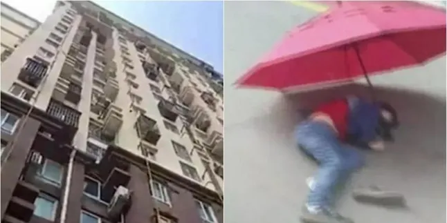 Tiru Kartun, Anak Ini Terjun Bebas Dari Gedung Pakai Payung