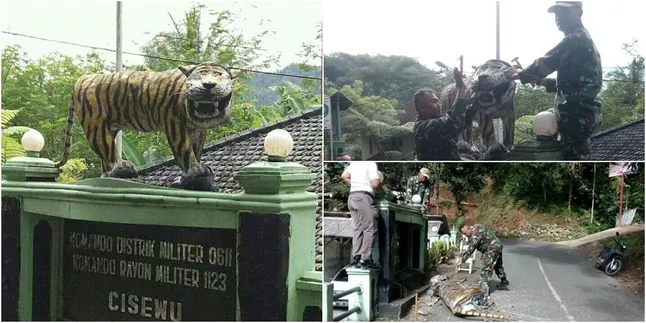Usai Jadi Viral, Patung Macan Cisewu Malah Dirobohkan Koramil