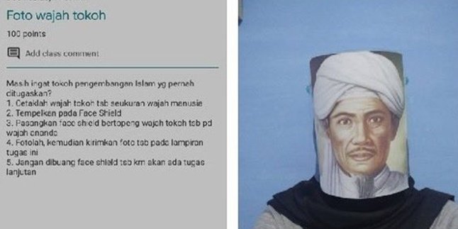 Viral Tugas Terandom Tahun 2021, Murid Pakai Face Shield Bergambar Wajah Tokoh