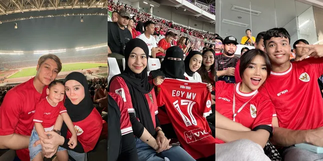 10 Potret Artis Dukung Timnas Indonesia di GBK, Umi Pipik Semangati Menantu - Lesti dan Rizky Billar Ajak Levian