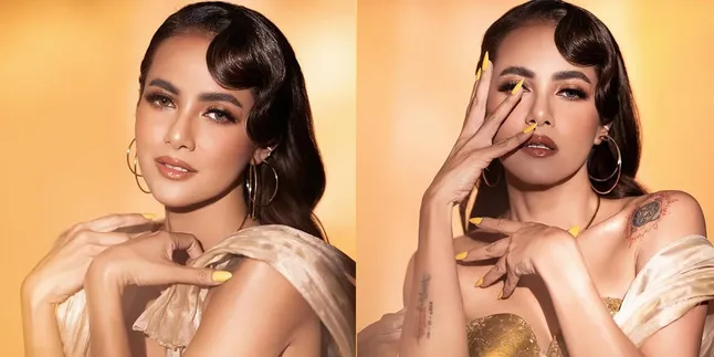 Potret Cantik Olla Ramlan dengan Dress Emas, Auranya Mahal dan Berkelas