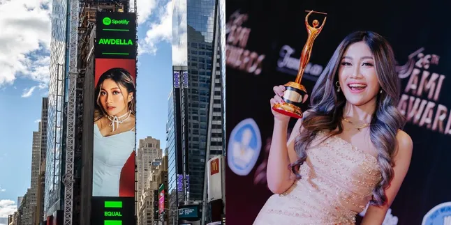Sukses dengan Single Tertawan Hati, Foto Awdella Terpampang di Times Square New York