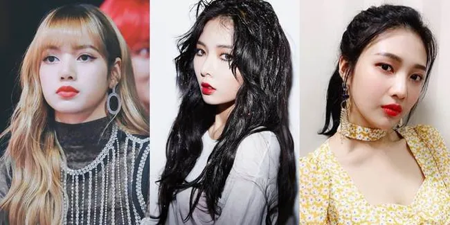 10 K-Pop Idol Tampil Bold Pakai Lipstick Merah, Lisa BLACKPINK - Hyuna