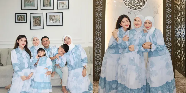 4 Potret Kompak Irish Bella saat Lebaran dengan Keluarga Baru, Makin Bersinar dengan Outfit Serba Biru