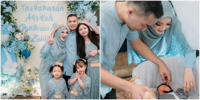 4 Potret Zaskia Gotik Kompak Bareng Keluarga Saat Aqiqah Anak, Ini Detail Nuansa Birunya