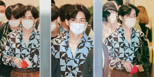 5 Potret Ketampanan V BTS Pakai Kemeja Bermotif yang Belum Dirilis di Pasaran