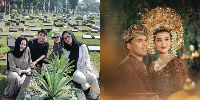 7 Potret Aaliyah Massaid dan Thariq Halilintar Ziarah ke Makam Adjie Massaid Usai Menikah, Ditemani Ibu Juga Kakak