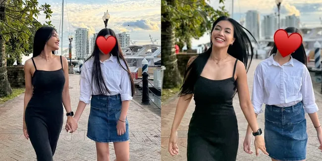 7 Potret Denada Bareng Aisha Sang Anak yang Sudah Beranjak Remaja, Tingginya Sudah Hampir Sama - Wajah Masih Ditutupi