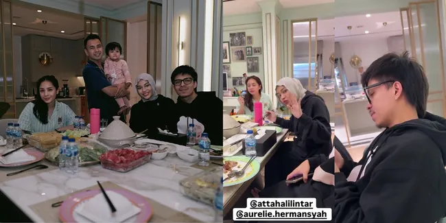 7 Potret Nagita - Raffi Ahmad dan Aurel - Atta Halilintar Sahur Bareng, Salfok Ekspresi Gemas Baby Lily Ikut Bangun