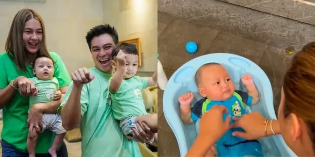 8 Potret Keseruan Kiano dan Kenzo Berenang Bareng, Mama Paula Sampai Jatuh