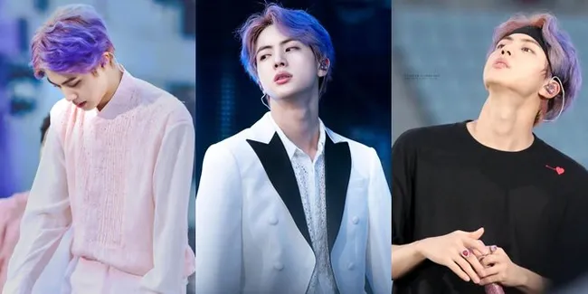 9 Potret Rambut Baru Jin BTS, Warna Ungu & Terlihat Kering Tapi Tetap Ganteng