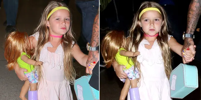 Asyik Main Salju, Gigi Ompong Harper Beckham Bikin Gemas Netizen