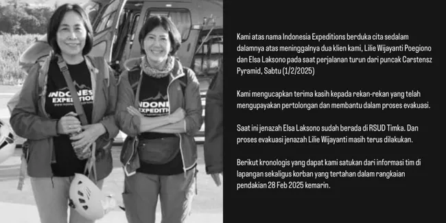 Dua Pendaki Puncak Carstensz Pyramid Meninggal, Pihak Ekspedisi Bagikan Kronologi - Proses Evakuasi