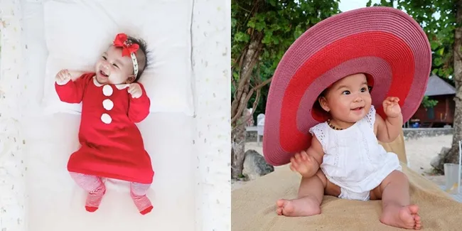 FOTO: Cute! Bukan Bando, Kali Ini Baby Nastusha Pakai Topi Pantai