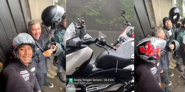 Hoki Banget, Pria Ini Berteduh Bareng Geng Motor The Dudas Minus One - Ramahnya Gading Marten