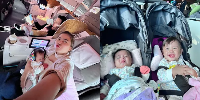Ke Eropa Tanpa Pengasuh, Ini 7 Potret 2 Anak Felicya Angelista dan Caesar Hito di Pesawat Selama 16 Jam