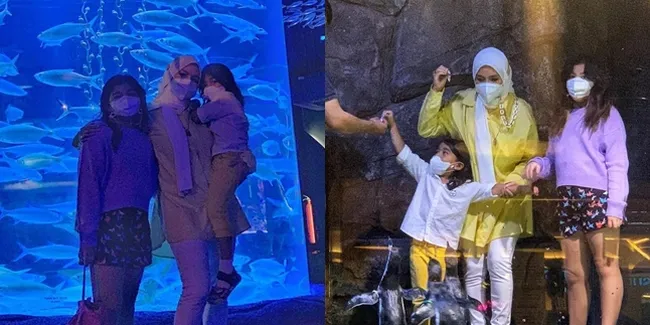 Keluarga Meisya Siregar Tetap Pakai Masker Saat Liburan ke Jakarta Aquarium
