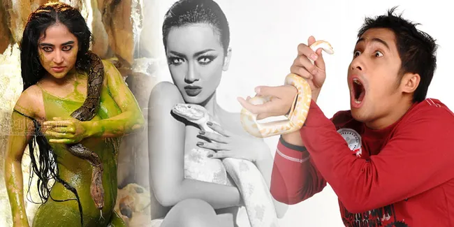 Kemesraan Para Selebriti Bersama Seekor Ular, Ngeri!