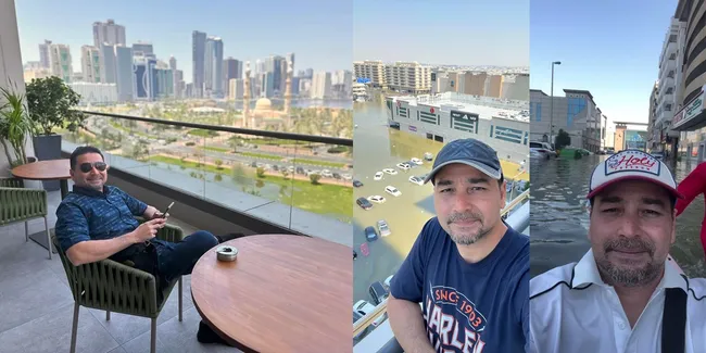 Lagi Liburan ke Dubai, 7 Potret Umar Lubis Dievakuasi Pakai Perahu karena Banjir