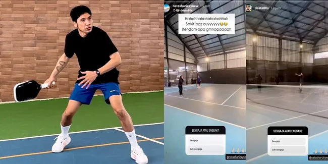 Main Tenis Bareng, Wajah Natasha Rizky Kena Pukulan Bola Desta: Sakit Banget Cuy