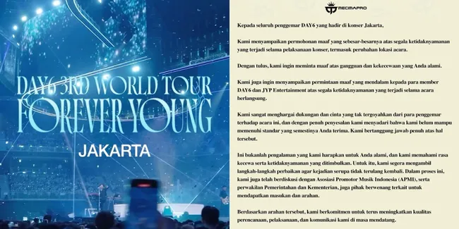 Mecima Pro Minta Maaf Usai Konser DAY6 Jakarta Tuai Kritik Fans, Ini Pernyataan Resminya