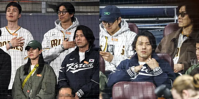 Momen Hyun Bin, Son Ye Jin, Gong Yoo, Lee Dong Wook dan Kim Jae Wook Nonton Baseball Bareng, Emang Boleh Satu Frame Gini?
